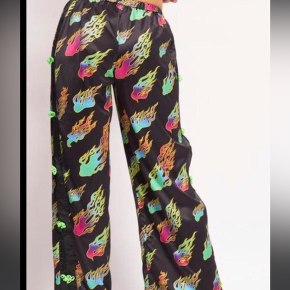 JADED LONDON neon flame open side pants size US 8 - Picture 4 of 10